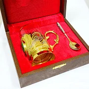 Подарочный металлический подстаканник «Малахит» — фотография 3