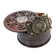 Ремень из кожи «Герб СССР» с бронзовой пряжкой — фотография 4