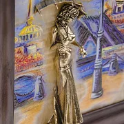 Картина «Девушка с зонтом. Набережная. Мост» на ониксе — фотография 2
