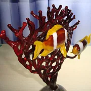 Скульптура «Тропические рыбы» из боросиликатного стекла — фотография 3