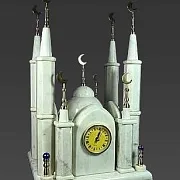 Часы «Мечеть» из мрамора в кожаном чемодане — фотография 2