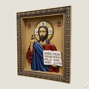 Господь Вседержитель икона резная из дерева — фотография 3