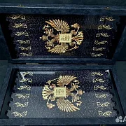Нарды под стеклом «Герб Российской Федерации» — фотография 3
