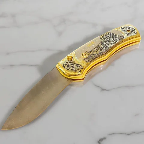 Дамасский складной нож «Тигр» — красивый подарок